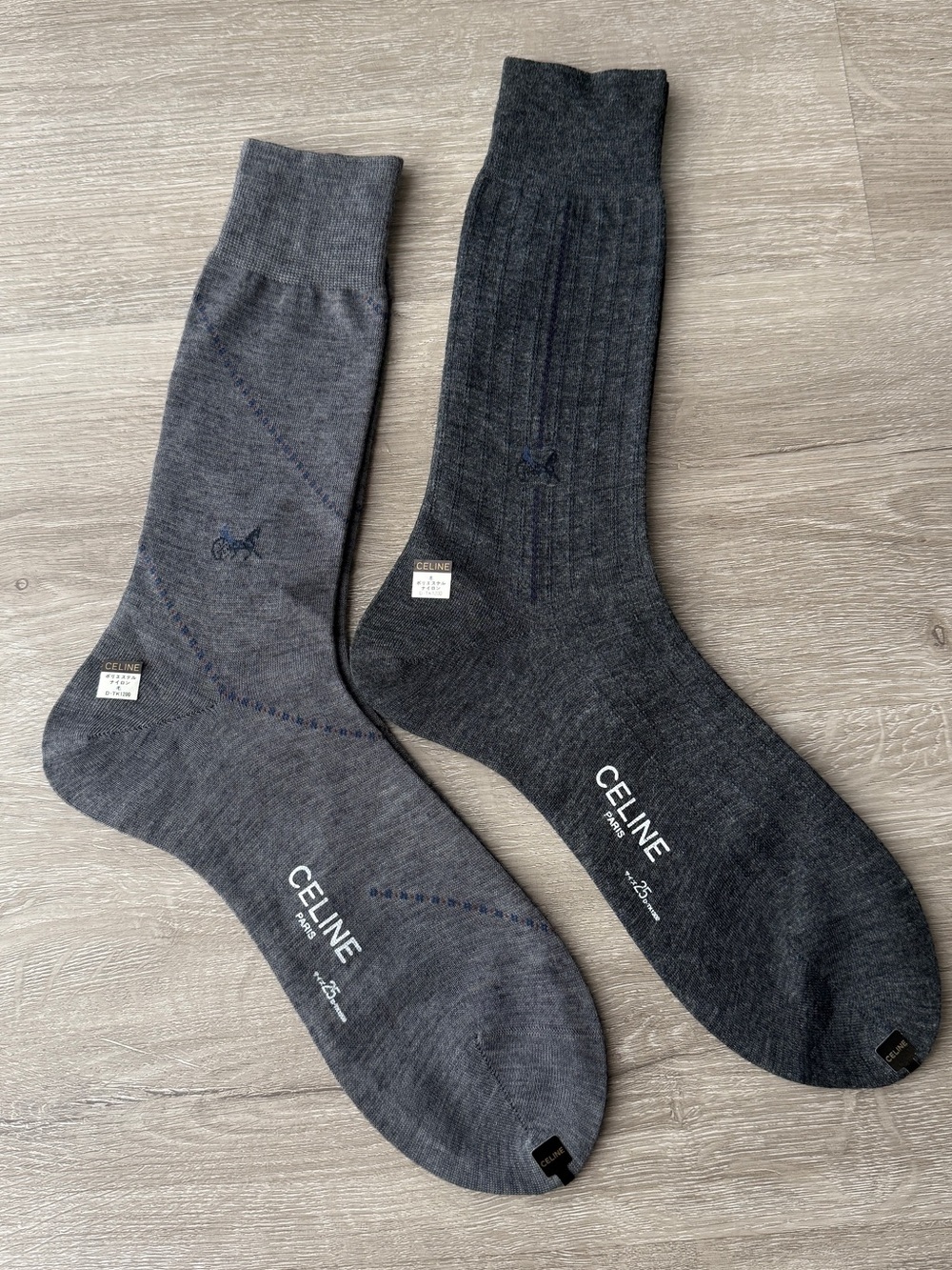Celine Menโs Dark Gray & Medium Gray Dress Socks